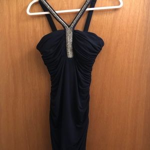Dark Blue Body Con with Beading on straps